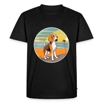 Beagle Harrier chien race Cartoon Kawaii Clipart - T-shirt Premium bio Homme - noir - Devant - Nico (187cm)