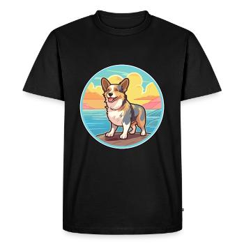 Cardigan Welsh Corgi Dog Breed Cartoon Kawaii Dog - Men's Premium Organic T-Shirt - black - Front - Nico (187cm)