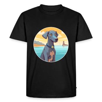 Blue Lacy Dog Breed Cartoon Kawaii Clipart Dog Pet - Men's Premium Organic T-Shirt - black - Front - Nico (187cm)