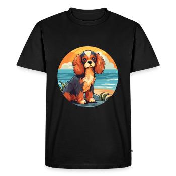 Cavalier King Charles Épagneul chien race dessin animé - T-shirt Premium bio Homme - noir - Devant - Nico (187cm)