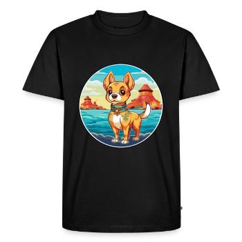 Chinese Imperial Dog Breed Cartoon Kawaii Clipart - Men's Premium Organic T-Shirt - black - Front - Nico (187cm)