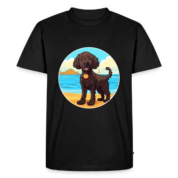 Curly Coated Retriever Dog Breed Cartoon Kawaii - Men's Premium Organic T-Shirt - black - Front - Nico (187cm)