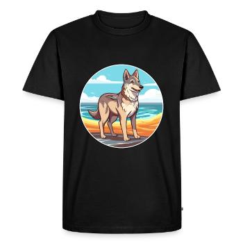 Czechoslovakian Wolfdog Dog Breed Cartoon Kawaii - Men's Premium Organic T-Shirt - black - Front - Nico (187cm)