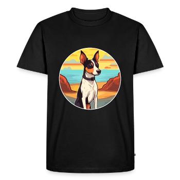 Decker Rat Terrier Dog Breed Cartoon Kawaii Dog - Men's Premium Organic T-Shirt - black - Front - Nico (187cm)