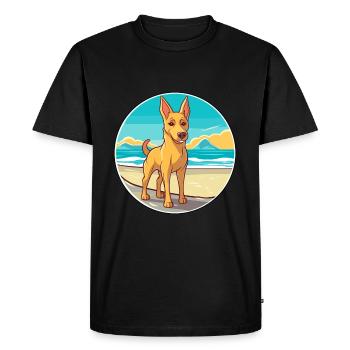 Dingo chien race dessin animé Kawaii Clipart aquarelle - T-shirt Premium bio Homme - noir - Devant - Nico (187cm)