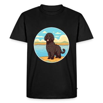 Frison chien d’eau race Cartoon Kawaii Clipart chien - T-shirt Premium bio Homme - noir - Devant - Nico (187cm)