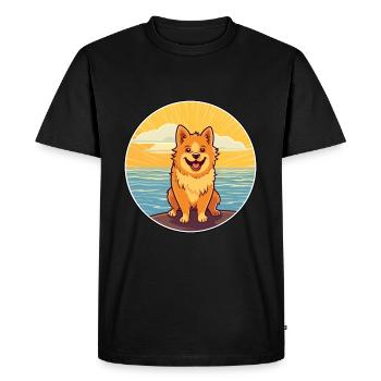 Finnish Spitz Dog Breed Cartoon Kawaii Clipart Dog - Men's Premium Organic T-Shirt - black - Front - Nico (187cm)