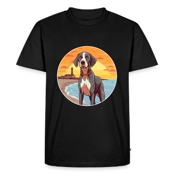Français Gascogne Pointer chien race Cartoon Kawaii - T-shirt Premium bio Homme - noir - Devant - Nico (187cm)