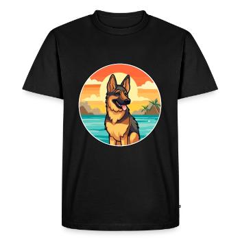 German Shepherd Dog Breed Cartoon Kawaii Clipart - Men's Premium Organic T-Shirt - black - Front - Nico (187cm)