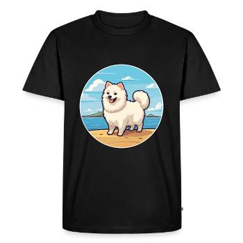 Japanese Spitz Dog Breed Cartoon Kawaii Clipart - Men's Premium Organic T-Shirt - black - Front - Nico (187cm)