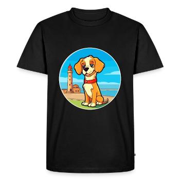 Italien Volpino chien race Cartoon Kawaii Clipart - T-shirt Premium bio Homme - noir - Devant - Nico (187cm)