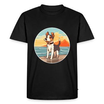Terrier japonais chien race Cartoon Kawaii Clipart - T-shirt Premium bio Homme - noir - Devant - Nico (187cm)