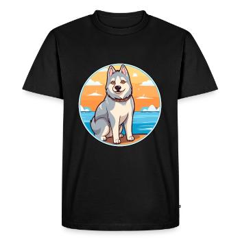 Race de chien inuit du Nord Cartoon Kawaii Clipart - T-shirt Premium bio Homme - noir - Devant - Nico (187cm)