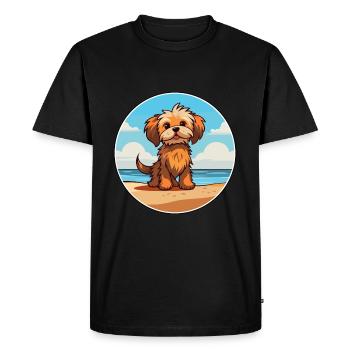 Lowchen Little Lion Dog Breed Cartoon Kawaii Dog - Men's Premium Organic T-Shirt - black - Front - Nico (187cm)