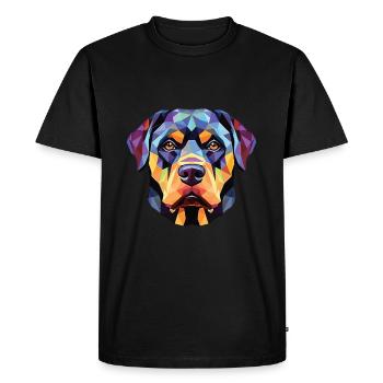 Rottweiler Chien Aquarelle Colorée Animal Cartoon - T-shirt Premium bio Homme - noir - Devant - Nico (187cm)