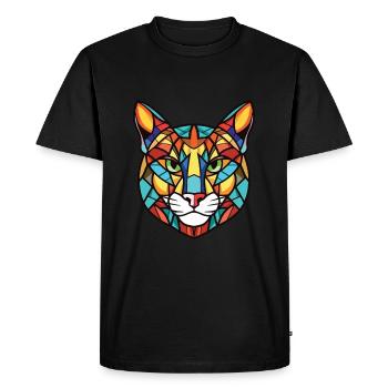 Jungle Cat Aquarelle Colorée Animal Illustration - T-shirt Premium bio Homme - noir - Devant - Nico (187cm)