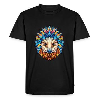 Hérisson aquarelle colorée Illustration animale - T-shirt Premium bio Homme - noir - Devant - Nico (187cm)