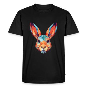 Hare Rabbit Colorful Watercolor Animal Pet Cartoon - Men's Premium Organic T-Shirt - black - Front - Nico (187cm)