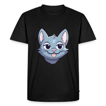 Illustration d’aquarelle de bande dessinée de chat bleu russe - T-shirt Premium bio Homme - noir - Devant - Nico (187cm)