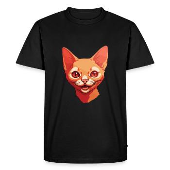 Red Devon Rex Cat Cartoon Watercolor Illustration - Men's Premium Organic T-Shirt - black - Front - Nico (187cm)