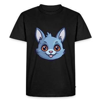 Illustration d’aquarelle de bande dessinée de chat bleu russe - T-shirt Premium bio Homme - noir - Devant - Nico (187cm)