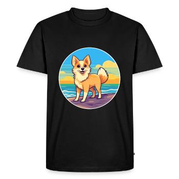 Norvégien Lundehund Race De Chien De Dessin Animé Kawaii Chien - T-shirt Premium bio Homme - noir - Devant - Nico (187cm)