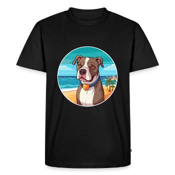 Pitbull chien race dessin animé Kawaii Clipart chien animal de compagnie - T-shirt Premium bio Homme - noir - Devant - Nico (187cm)