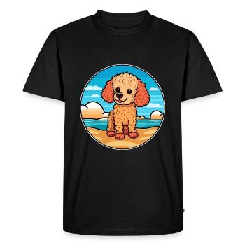 Caniche chien race dessin animé Kawaii Clipart aquarelle - T-shirt Premium bio Homme - noir - Devant - Nico (187cm)