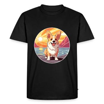 Pembroke Welsh Corgi Dog Breed Cartoon Kawaii Dog - Men's Premium Organic T-Shirt - black - Front - Nico (187cm)