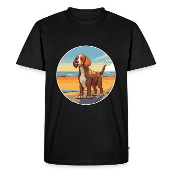 Pont Audemer Épagneul Race Chien Cartoon Kawaii Chien - T-shirt Premium bio Homme - noir - Devant - Nico (187cm)