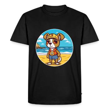 Chien de garde portugais race de chien de dessin animé Kawaii Dog - T-shirt Premium bio Homme - noir - Devant - Nico (187cm)