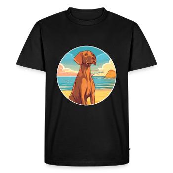 Vizsla Dog Breed Cartoon Kawaii Clipart Watercolor - Men's Premium Organic T-Shirt - black - Front - Nico (187cm)