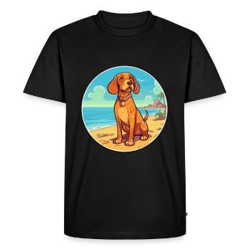 Tyroler Bracke chien race Cartoon Kawaii Clipart - T-shirt Premium bio Homme - noir - Devant - Nico (187cm)