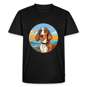 Russe Arlequin Hound chien race Cartoon Kawaii - T-shirt Premium bio Homme - noir - Devant - Nico (187cm)