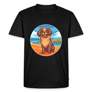 Épagneul tibétain chien race Cartoon Kawaii Clipart - T-shirt Premium bio Homme - noir - Devant - Nico (187cm)