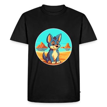 Tamaskan Dog Breed Cartoon Kawaii Clipart Dog Pet - Men's Premium Organic T-Shirt - black - Front - Nico (187cm)