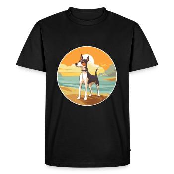 Smooth Fox Terrier Dog Breed Cartoon Kawaii Dog - Men's Premium Organic T-Shirt - black - Front - Nico (187cm)