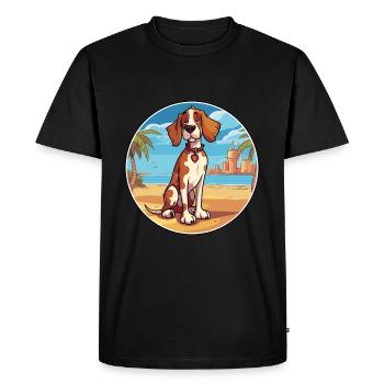 Slovensky Cuvac chien race Cartoon Kawaii Clipart - T-shirt Premium bio Homme - noir - Devant - Nico (187cm)