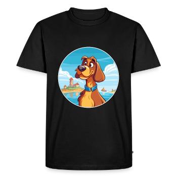 Slovensky Kopov Dog Breed Cartoon Kawaii Clipart - Men's Premium Organic T-Shirt - black - Front - Nico (187cm)