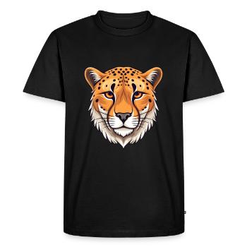 Cheetah Colorful Watercolor Cartoon Kawaii Animal - Men's Premium Organic T-Shirt - black - Front - Nico (187cm)