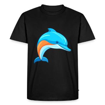 Dauphin Aquarelle Colorée Dessin Animé Kawaii Animal - T-shirt Premium bio Homme - noir - Devant - Nico (187cm)