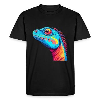 Lizard Colorful Watercolor Cartoon Kawaii Animal - Men's Premium Organic T-Shirt - black - Front - Nico (187cm)