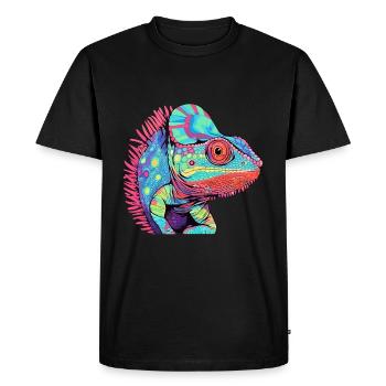 Chameleon Colorful Watercolor Cartoon Kawaii Anima - Men's Premium Organic T-Shirt - black - Front - Nico (187cm)