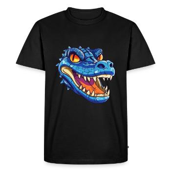 Crocodile Colorful Watercolor Cartoon Kawaii Anima - Men's Premium Organic T-Shirt - black - Front - Nico (187cm)