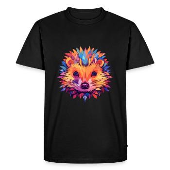 Hérisson Aquarelle Colorée Dessin Animé Kawaii Animal - T-shirt Premium bio Homme - noir - Devant - Nico (187cm)