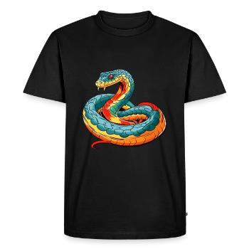Cobra Aquarelle Colorée Dessin Animé Kawaii Animal - T-shirt Premium bio Homme - noir - Devant - Nico (187cm)