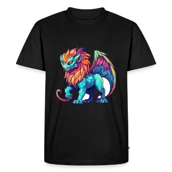 Manticore Colorful Watercolor Cartoon Kawaii Anima - Men's Premium Organic T-Shirt - black - Front - Nico (187cm)