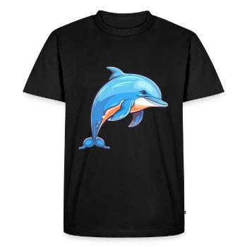 Dauphin Aquarelle Colorée Dessin Animé Kawaii Animal - T-shirt Premium bio Homme - noir - Devant - Nico (187cm)