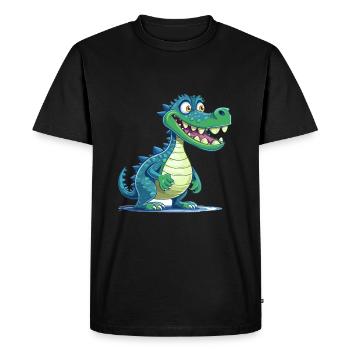Crocodile Colorful Watercolor Cartoon Kawaii Anima - Men's Premium Organic T-Shirt - black - Front - Nico (187cm)