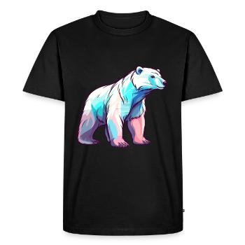 Ours Polaire Aquarelle Colorée Dessin Animé Kawaii Anim - T-shirt Premium bio Homme - noir - Devant - Nico (187cm)
